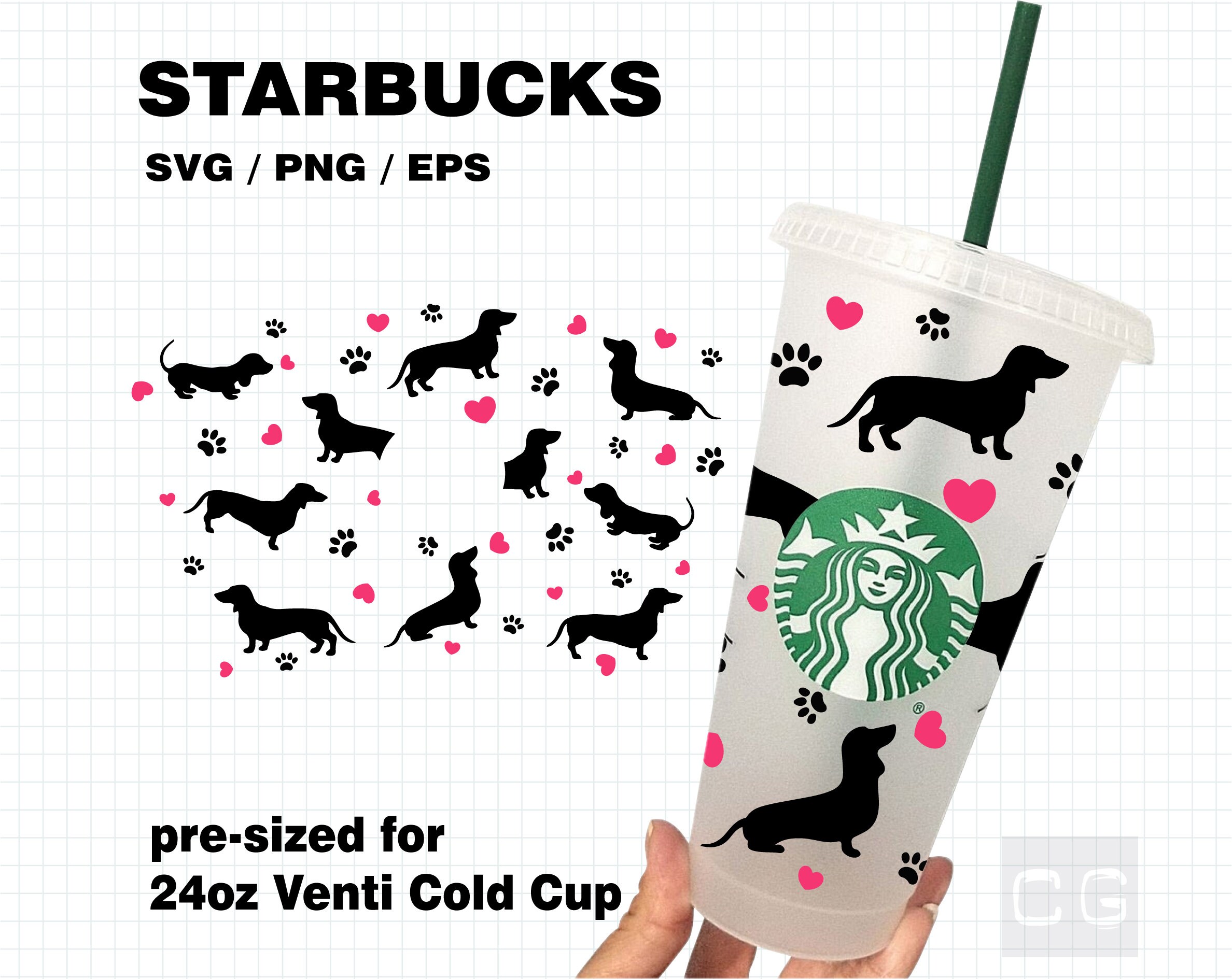 Download Dachshund dog Starbucks wrap svg pet dog Starbucks cup svg ...