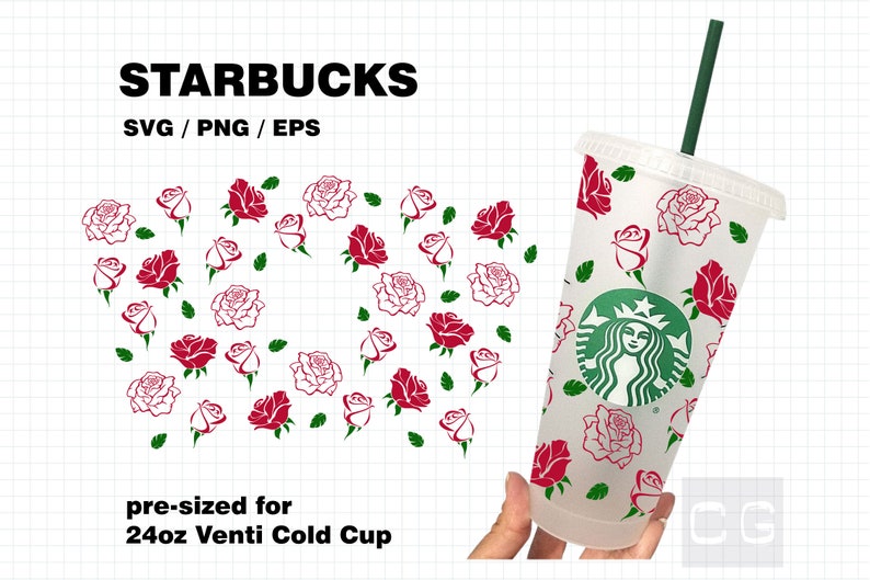 Download Clip Art Art Collectibles For Venti Cold Cup Wrap With Logo Cut Out Rose Full Wrap Starbucks Svg Floral Starbucks Wrap Svg Rose Starbucks Cut File