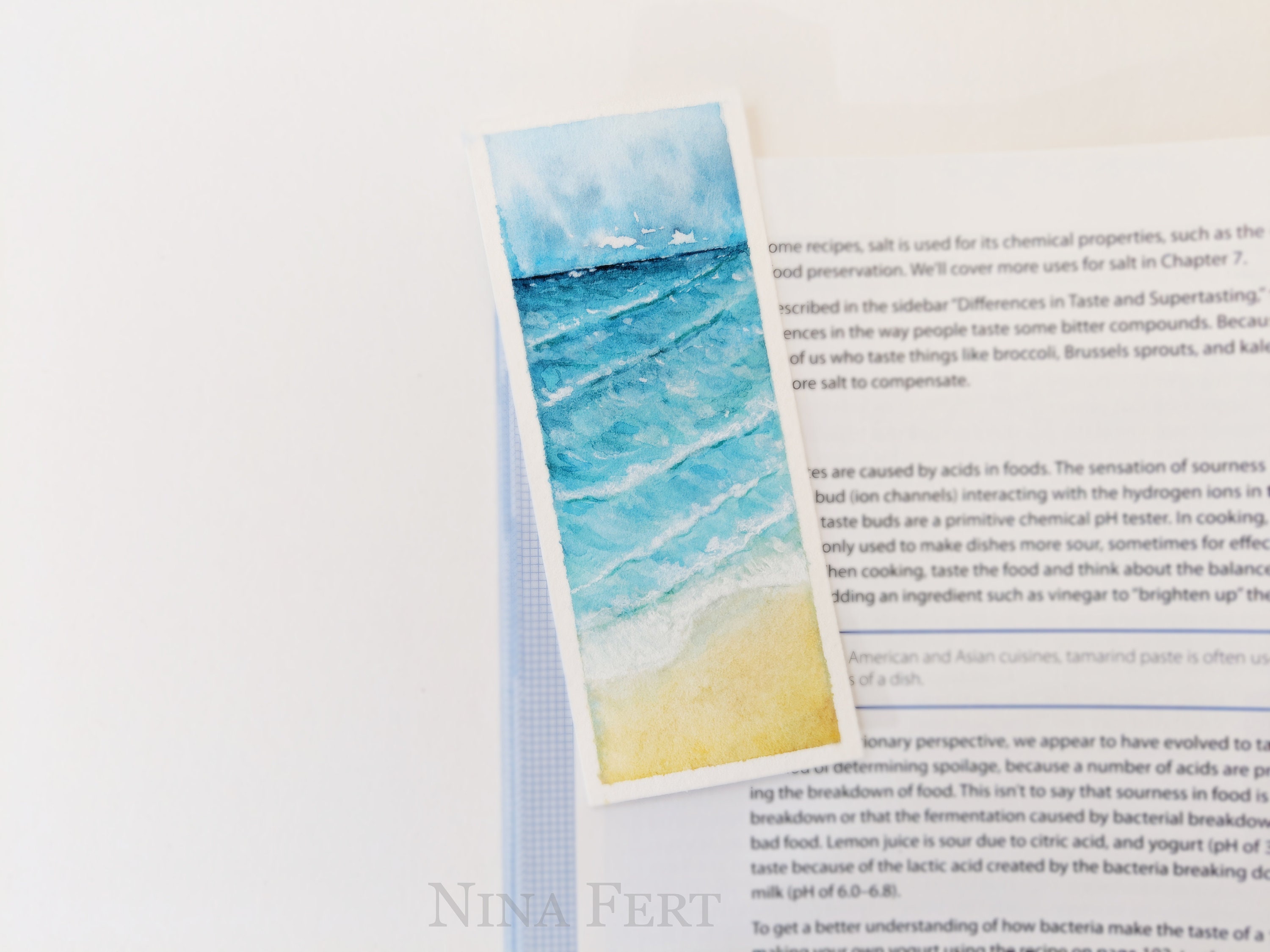 Hand painted bookmark Ocean bookmark Wave bookmark Watercolor | Etsy