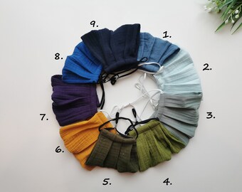 Organic face mask, Solid color face mask one layer nose wire face covering, Easy breath earloop adjastable, Breathable Thin double gauze