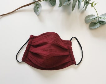 Bordo Muslin face mask One layer Breathable Organic Cotton mask, Nose wire mask Washable Single or Double layer mask, Adjustable ear loops