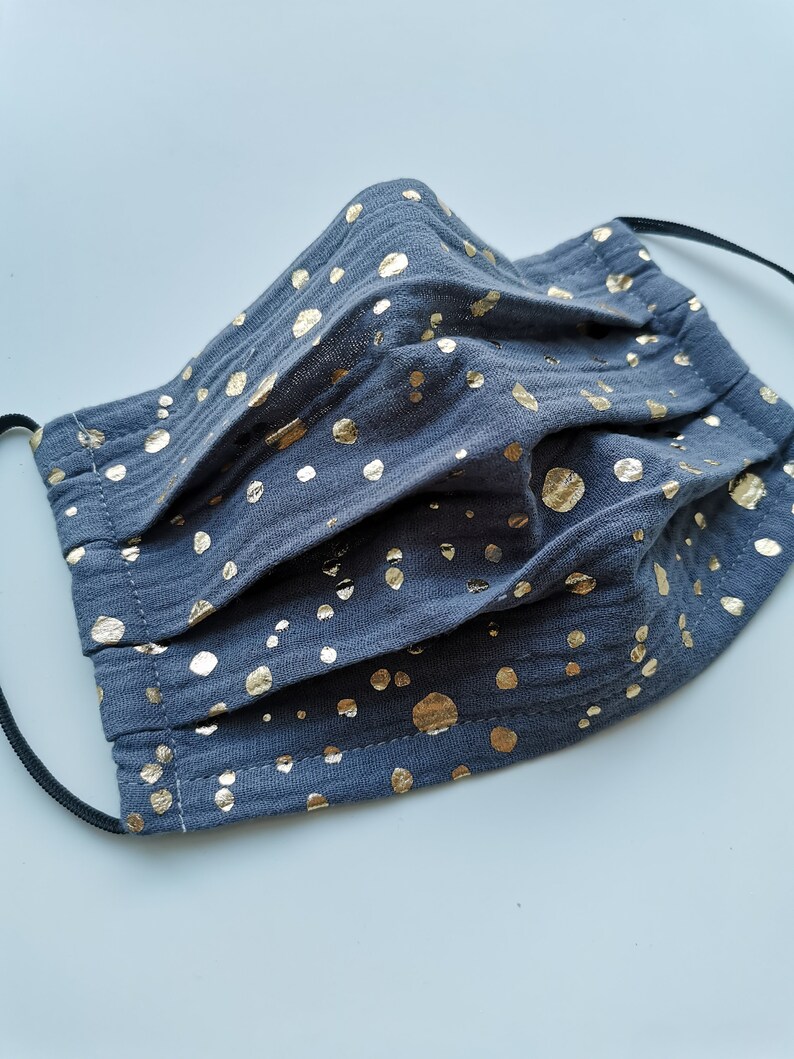 One Layer Muslin Face Masks Single Layer Gray Floral GOLD Etsy