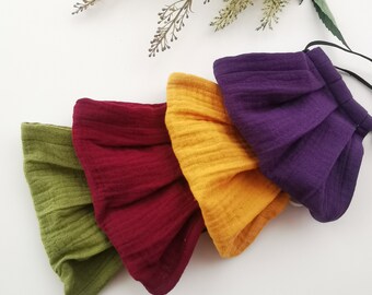 Autumn Color One layer face mask, Organic Easy Breath Lightweight Single layer mask with nose wire, Olive green Bordo Mustard Yellow Purple