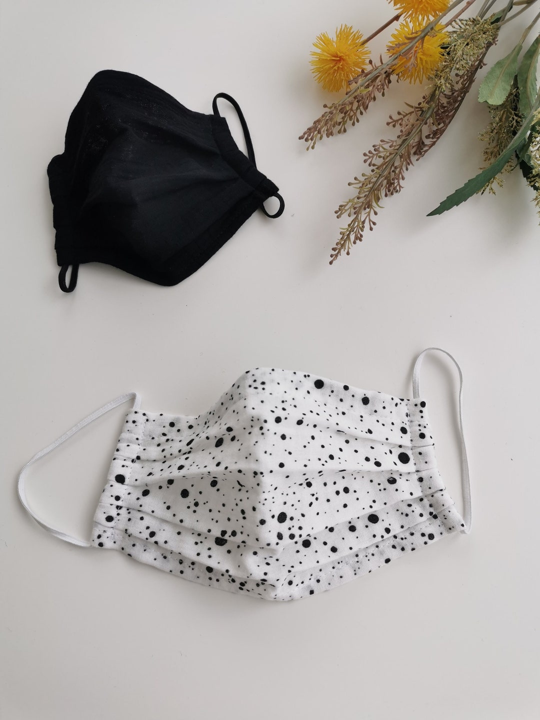 One Layer Organic Muslin Face Mask Adults, Black Face Mask, Solid Color