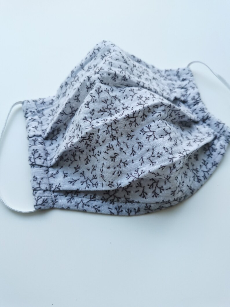 One Layer Muslin Face Masks Single Layer Gray Floral GOLD Etsy