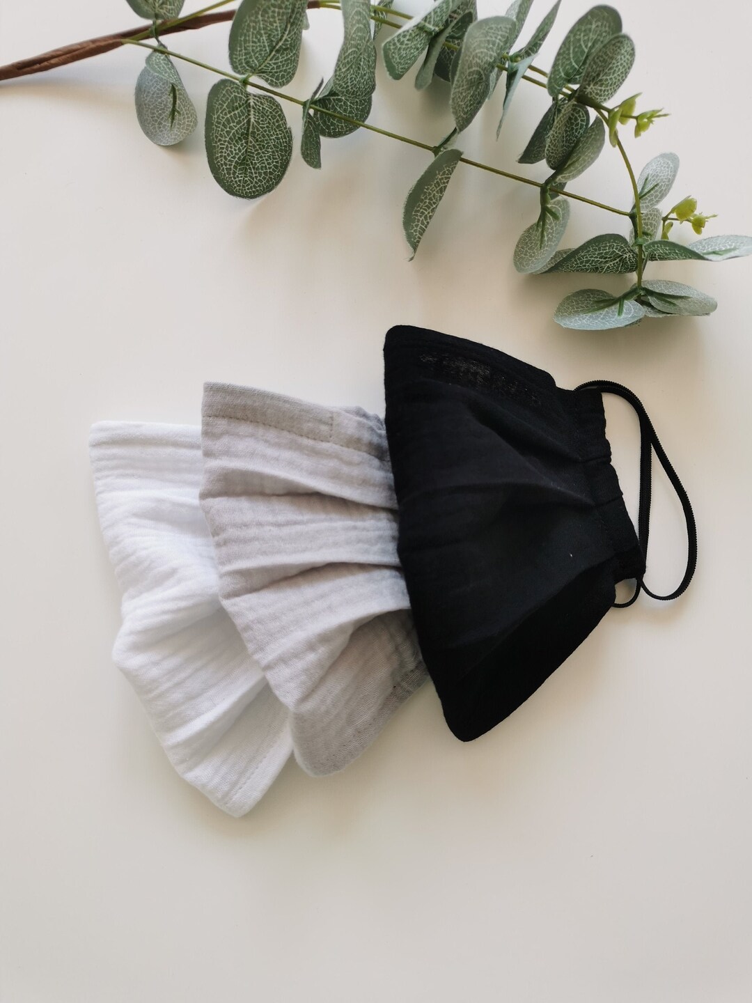 Muslin One Layer Solid Color Face Masks Black Gray White Etsy