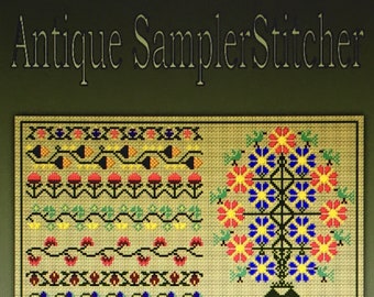 Antique style samplers to embroider in cross stitch and blackwork