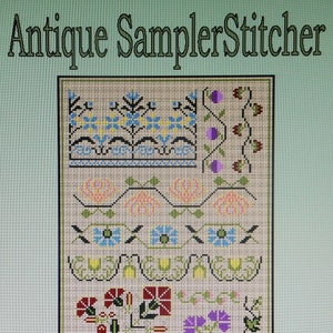 Antique style samplers to embroider in cross stitch and blackwork