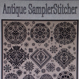 Antique style samplers to embroider in cross stitch and blackwork