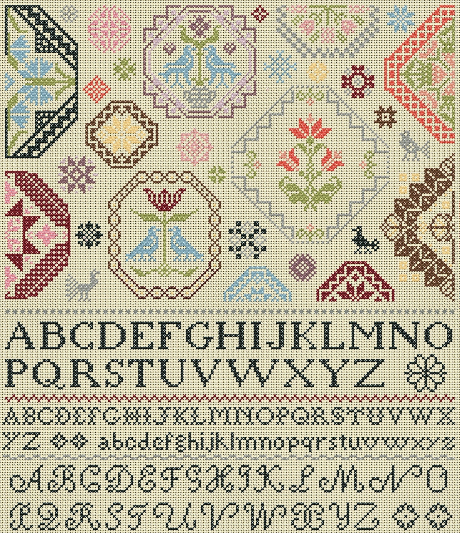 Quaker Cross Stitch Sampler PDF chart/pattern using original Etsy España