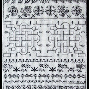 Blackwork sampler pattern/chart using original 16th century onwards patterns