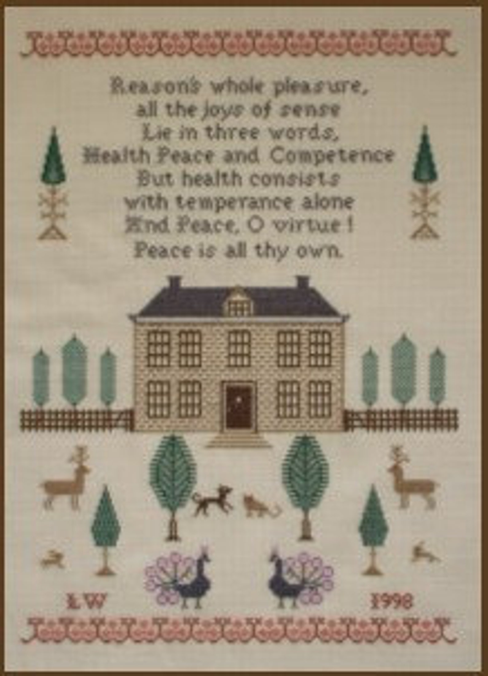 Cross Stitch Sampler Pattern/chart Using Original Antique Motif and