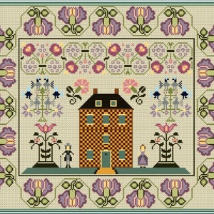 Cross Stitch Sampler pattern/chart using original antique borders and motifs