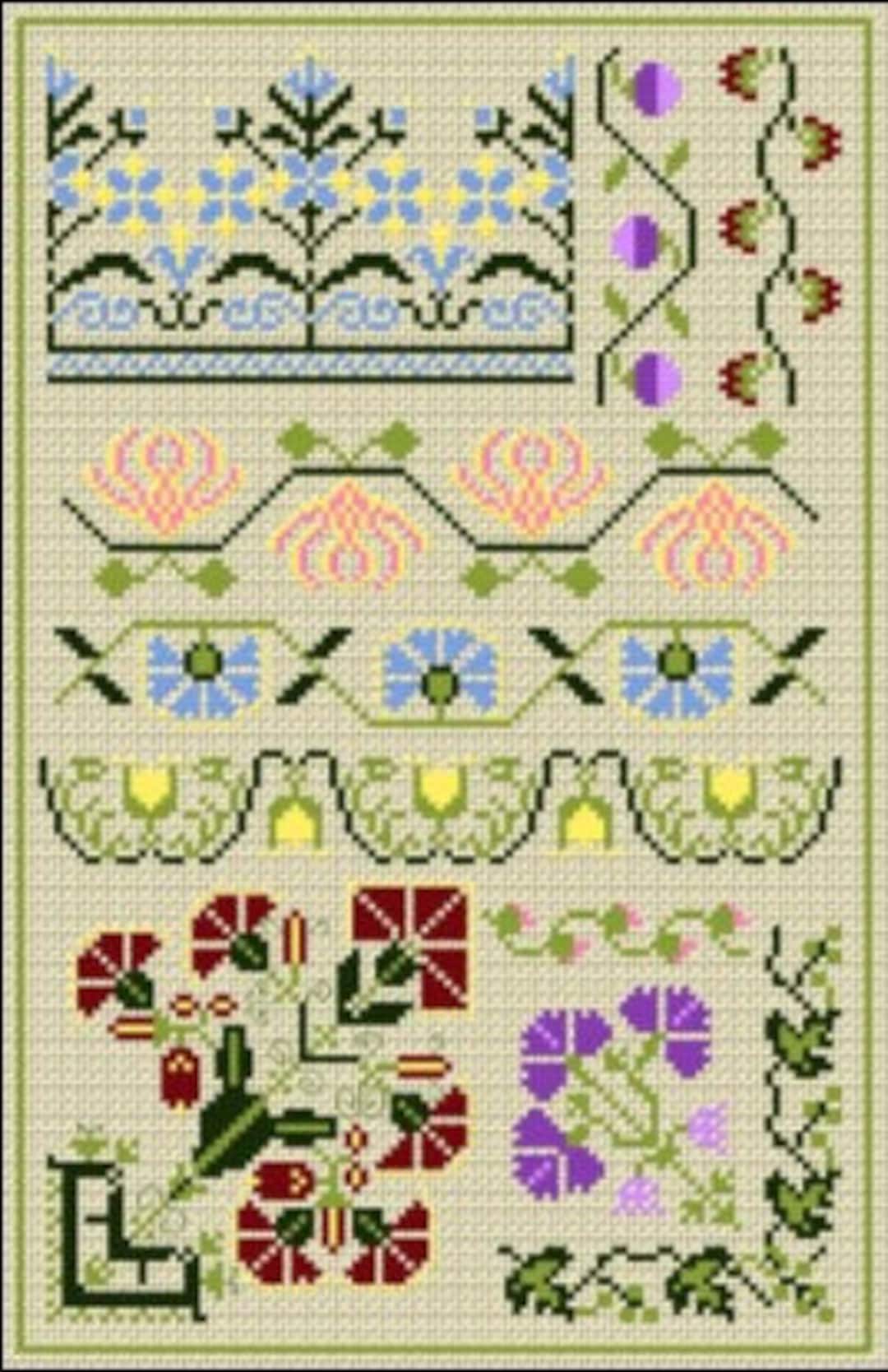 Cross Stitch Band Sampler Chart/pattern Using Original Antique Border