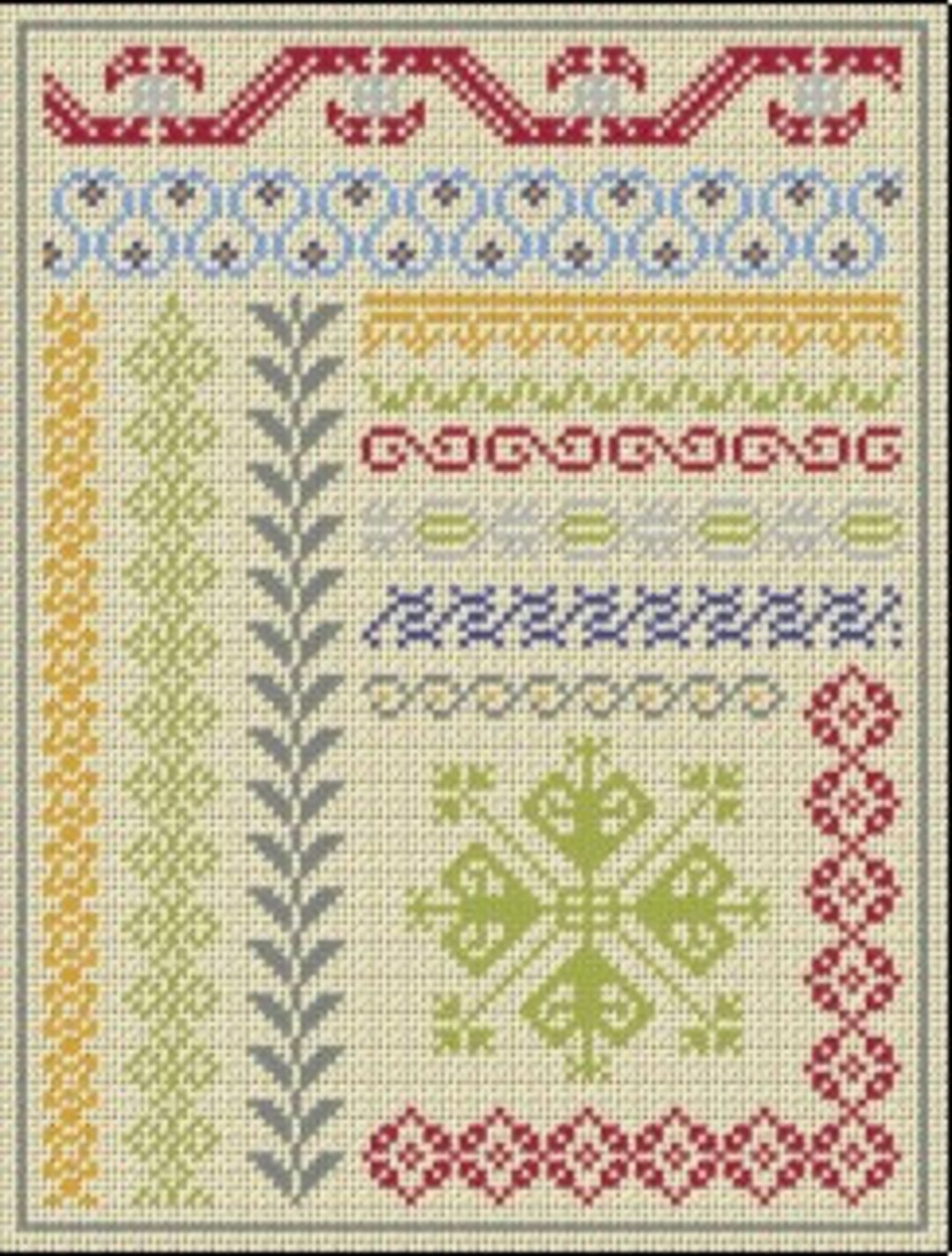 Cross Stitch Band Sampler Chart/patter Using Original Antique Etsy