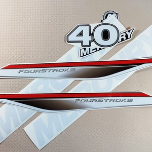 Decal set for Mercury 40 hp Outboard. Vinyl kit sticker Mercury 40 hp. Handmade graphics stickers for outboard engine