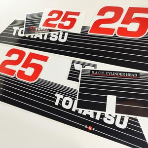 Vinyl decals set of handmade for Tohatsu 25 outboard engine.Vinyl kit graphic stickers for Tohatsu 25 Handmade