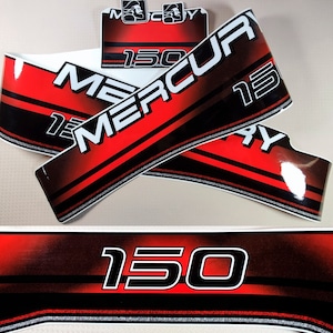 Decal set for Mercury 150 hp Outboard. Vinyl kit sticker Mercury 150 two stroke.New design! Handmade graphics stickers