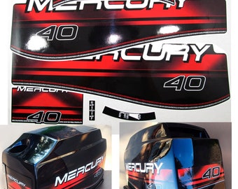 Decal set for MERCURY two stroke 40 hp outboard. Vinyl kit sticker MERCURY 40 hp two stroke. Handmade graphic sticker.