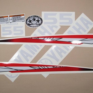Set di decalcomanie in vinile per fuoribordo Yamaha 55. kit adesivo Yamaha 55 due tempi 55 cv.1989-2010 Nuovo design.Fatto a mano. etichetta. adesivo di accordatura