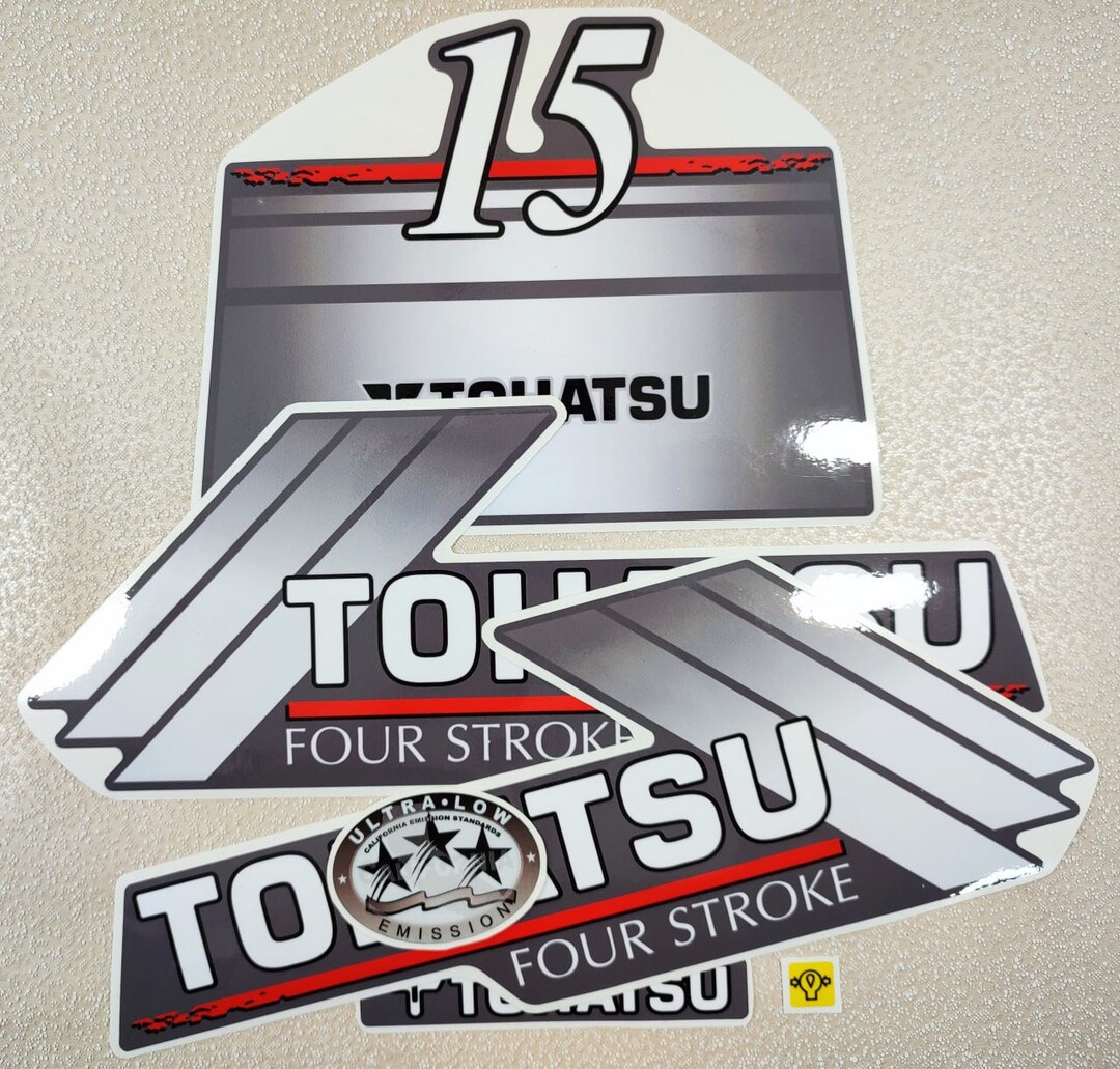 Vinyl Decals Set for Tohatsu 15 Four Stroke Outboard Engine Vinyl Kit