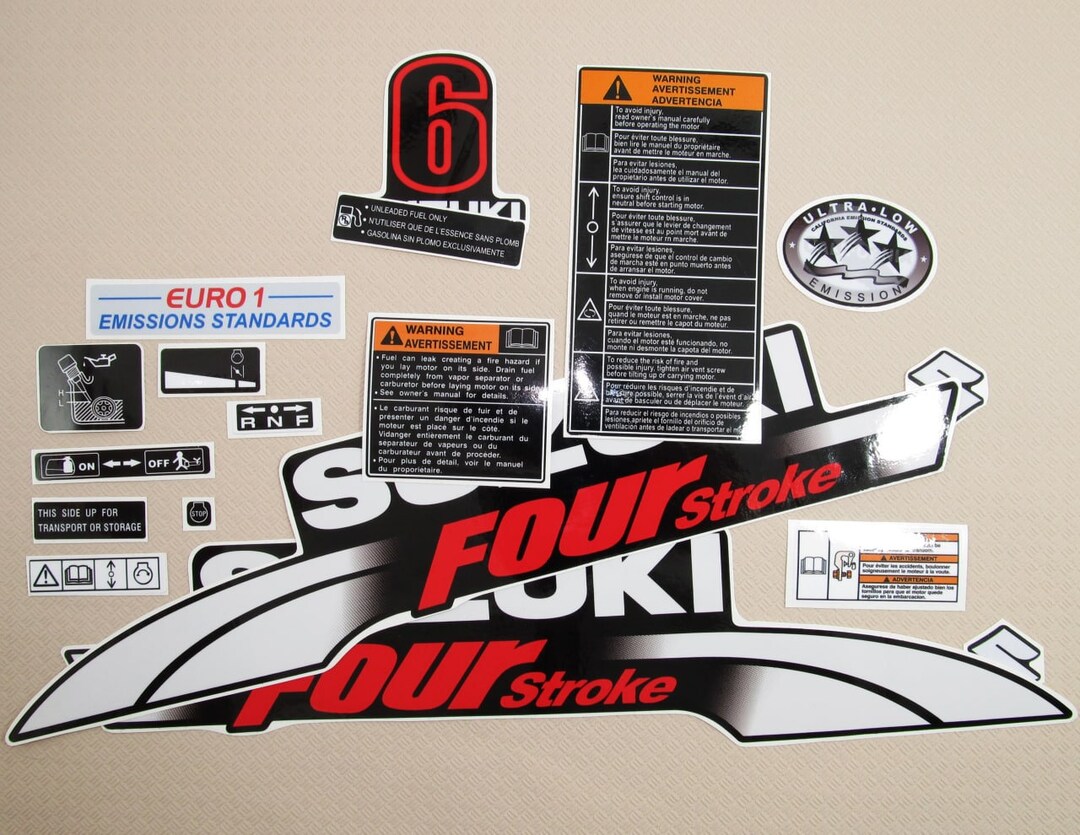 Kit D'autocollants Suzuki DF 6 Cv – Four Stroke, Noir, Neuf