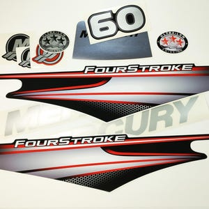 Decal set for Mercury 60 Outboard. Vinyl kit sticker for Mercury 60 2006-2012. Handmade tuning stickers