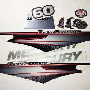 Decal set for Mercury 60 Outboard. Vinyl kit sticker Mercury 60 Four Stroke. color Silver. Handmade