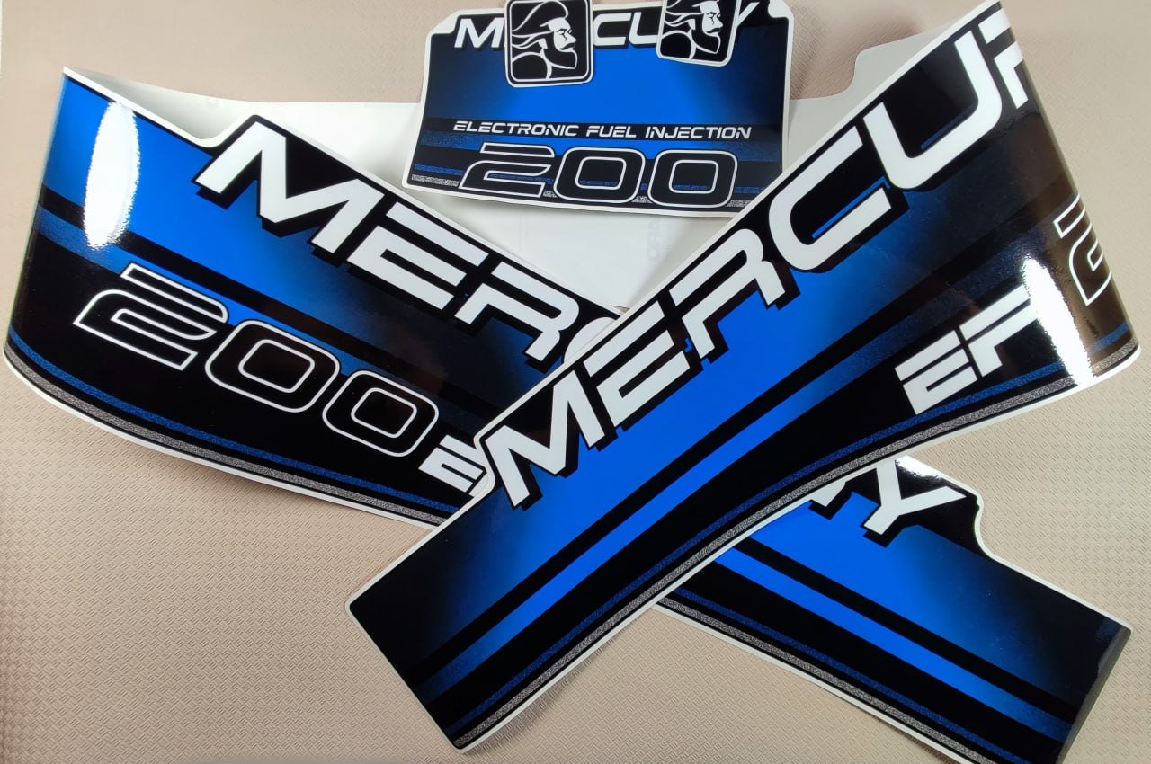 Mercury 200 Hp EFI SaltWater Outboard Engine Decals Blue Sticker - Foto 11