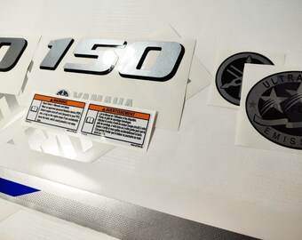BOAT-MOTO Silver Vinyl Decal Kit – For Yamaha F150 Outboard – ORACAL Lettering Stickers