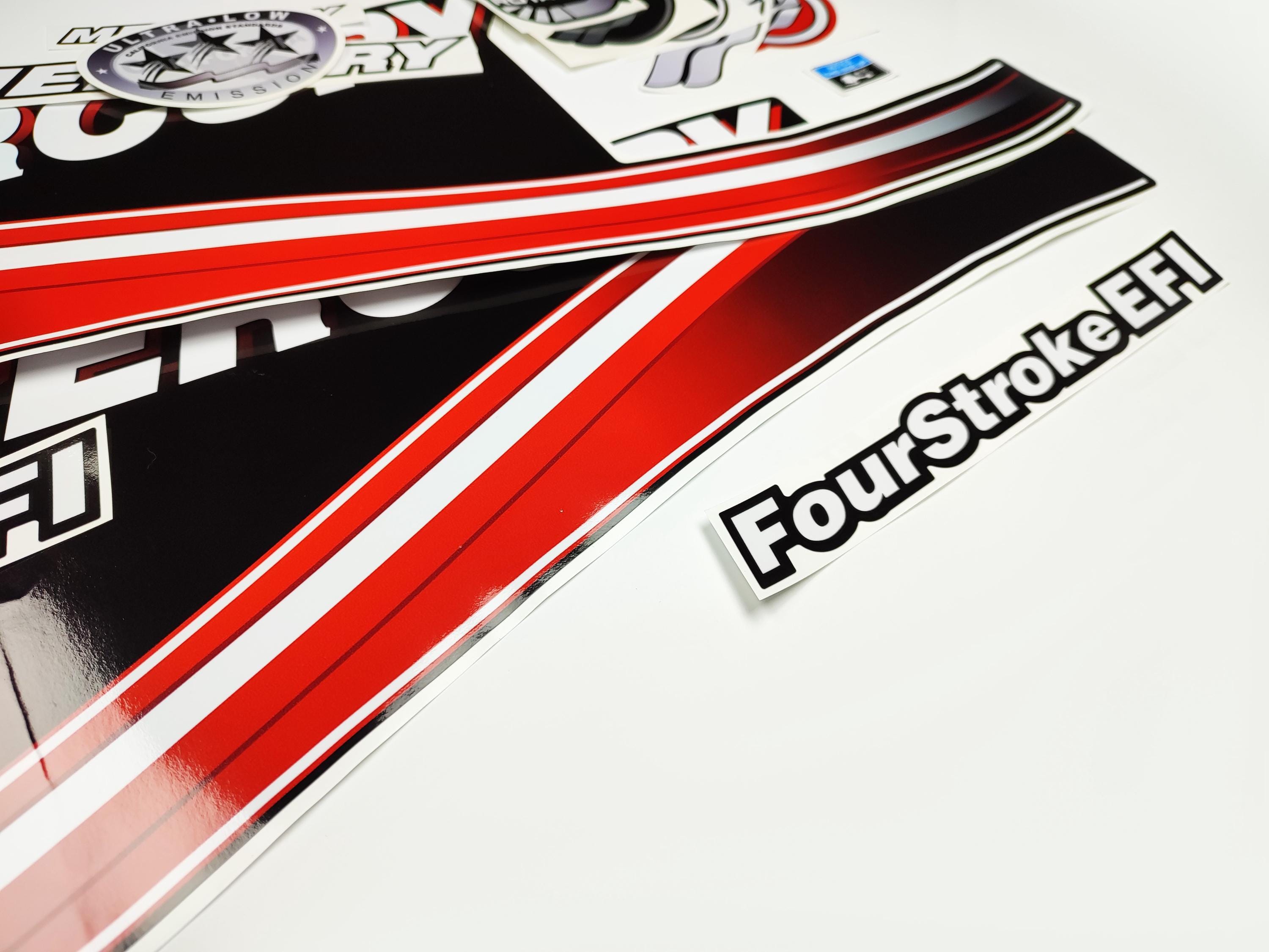 Outboard Graphics Mercury 40hp Four Stroke EFI Outboard Decals / Sticker Kit – Reproduction, UK Made