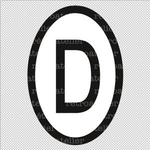 Könnte beinhalten: Ein weißer Kreis mit schwarzem Rand und dem Buchstaben "D" in Schwarz darin. Der Kreis befindet sich auf einem transparenten Hintergrund.