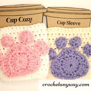 Paw Print Coffee Cup Cozy Crochet Pattern