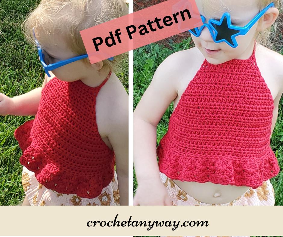 Easy Toddler Halter Top with ruffle edge instant download Pattern only