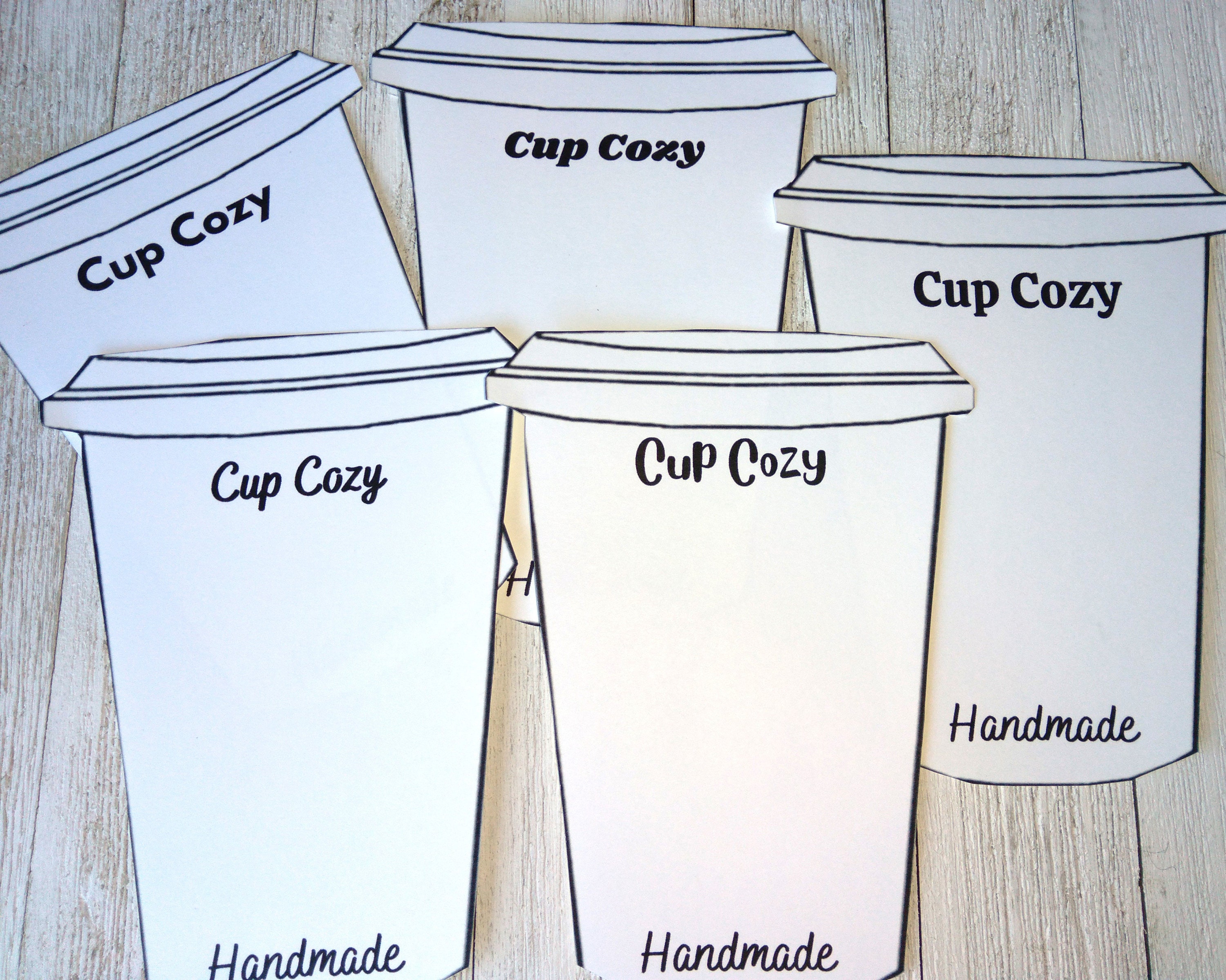 PRINTABLE Cup Cozy Display Inserts - Digital PDF - Coffee sleeve insert  cards tags and labels. Packaging templates for handmade cup holders