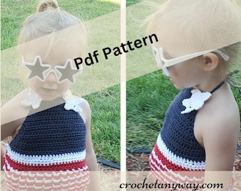 American Beauty Toddler Halter Top with easy edge instant download Pattern only