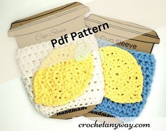 Patrón de crochet para funda de taza de café con limón