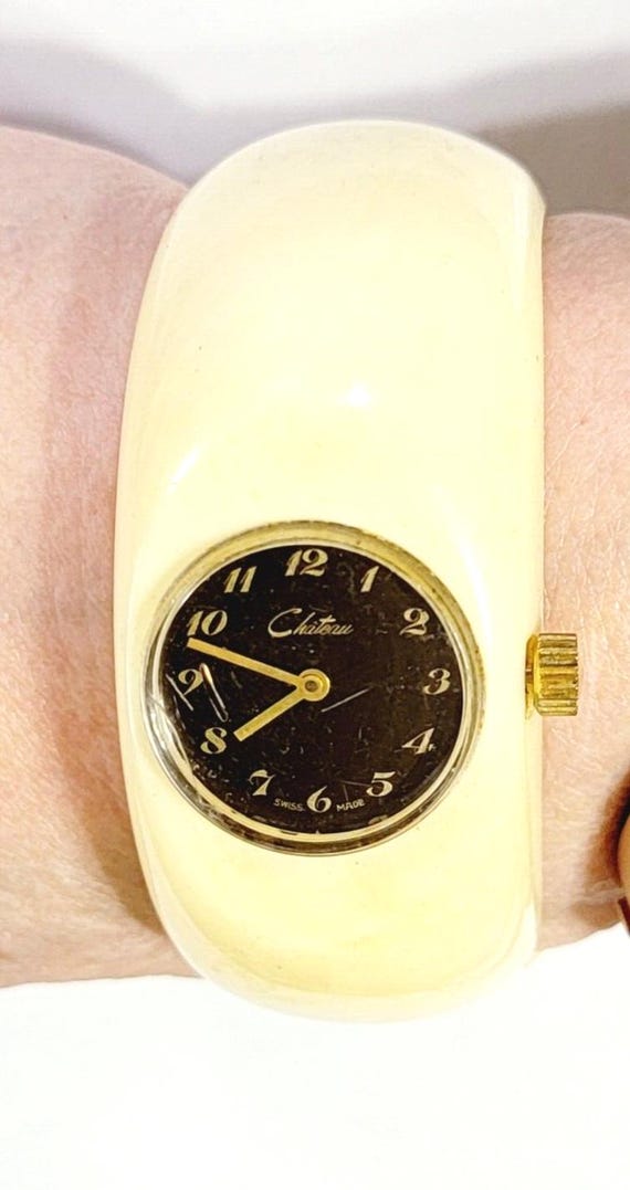 Chateau Swiss Gold Cuff Watch Vintage Chateau Women main image 4
