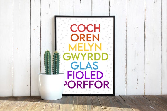 Welsh Prints Welsh Printable Welsh Gift Lliwiau Enfys | Etsy