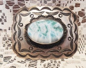 Wonderful Vintage Native American Artist Chimney Butte, Larimer Stone Belt Buckle, Amazing Galactic Stone