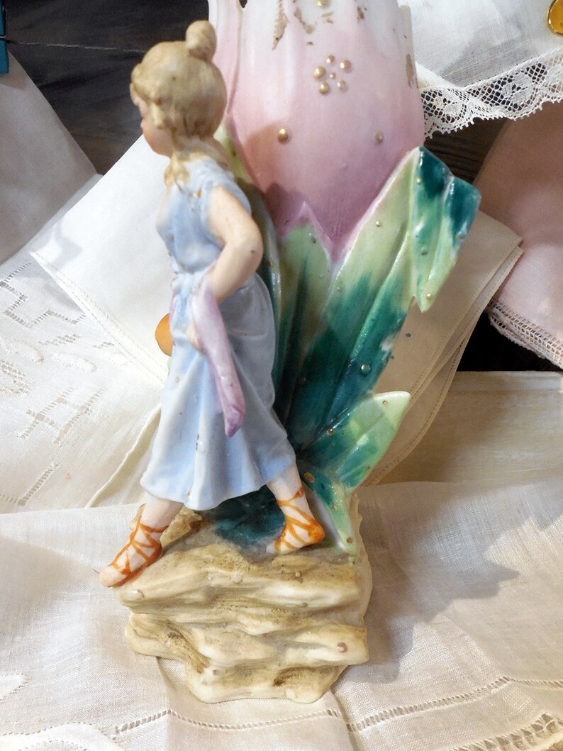 PAIR of Vintage French Or German Bisque Beautiful Condition Faerie Garden Figurines