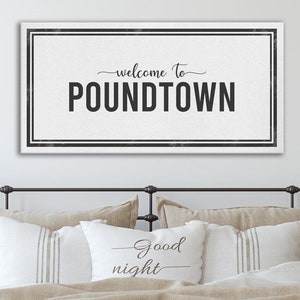 Welcome To Poundtown Sign, Master Bedroom, Above The Bed Sign, Bachelor Room Decor, Funny Wedding Gift, Valentines Day Gift, Funny Bedroom