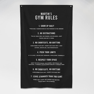 Personalisierte Gym Banner Flagge - Benutzerdefinierte Gym Regeln Flagge, Gym Schild, Gym Decor, Gym Wandkunst, motivierende Gym Banner, inspirierende Schilder