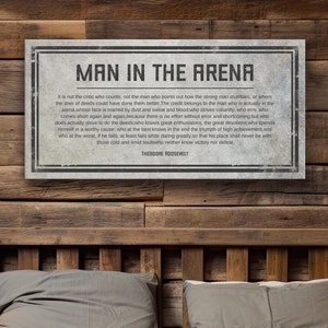 Letrero de El hombre en la arena, letrero motivacional, cita de Theodore Roosevelt, poema de Roosevelt, impresión de cita inspiradora, regalo de graduación, oficina