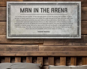The Man In The Arena Sign, Motivational Sign, Theodore Roosevelt Quote, Roosevelt Poem, Inspirational Quote Print, Graduation Gift, Office