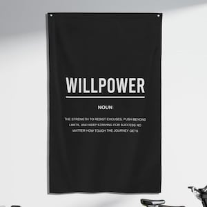Willpower Definition Flag, Gym Decor, Office Decor, Entrepreneur Sign, Gym Sign, Definition Art, Workout Inspiration Sign, Motivational Flag
