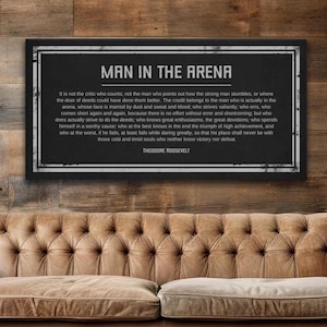 Letrero de El hombre en la arena, cita de Theodore Roosevelt, regalo de graduación, regalo para hombres, impresión de cita inspiradora, letrero de pared de oficina, decoración de pared