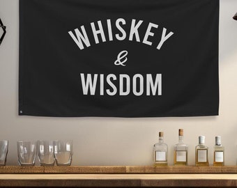 Whisky und Weisheit Flagge - Hausbar Dekor, Whisky-Liebhaber Geschenk, Manneshöhle Banner, Vintage Stil Schild, Bar Raum Wandkunst, lustiges Whisky Dekor