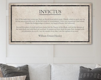 Invictus Poem Sign, William Ernest Henley Poem, Inspirational Signs, Graduation Gift For Son, Farmhouse Sign, Rustic Wall Decor, Living Room