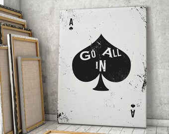 Motivational Canvas Art, Entrepreneur Art, Playing Card Art, Ace Of Spades, Wall Art Print, Inspirational Home Decor, Office Decor Sign